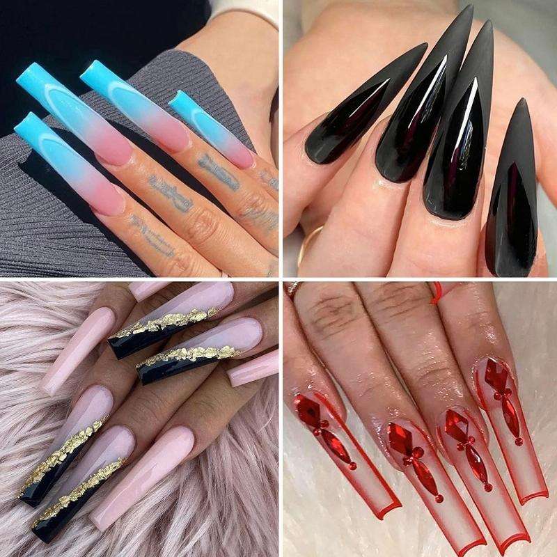 240 PCS/Box Thin Soft Transparent Nail Pieces, Shape: Super Long Full Stick Nails
