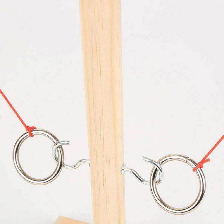 Wooden Ring Toss Tabletop Ring Toss Game Round Carbon Black