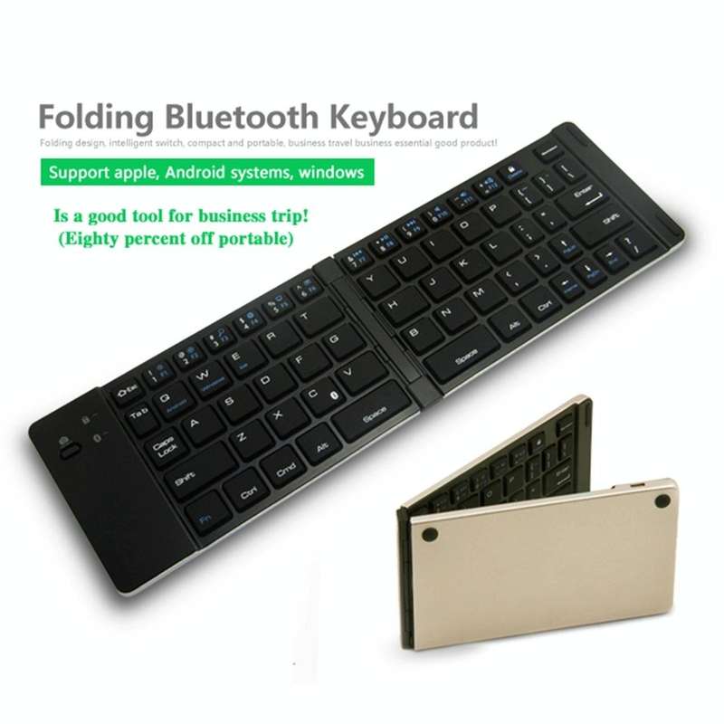 F66 Foldable Bluetooth Wireless 66 Keys Keyboard, Support Android / Windows / iOS (Silver)
