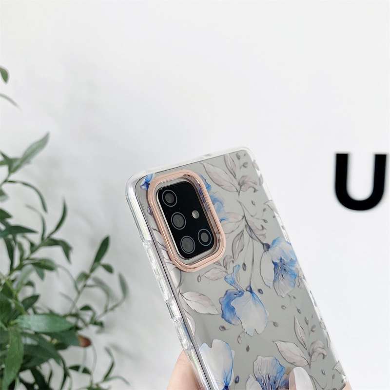 For Samsung Galaxy A71 5G High Translucent Electroplating Flower Pattern TPU + PC Shockproof Case...