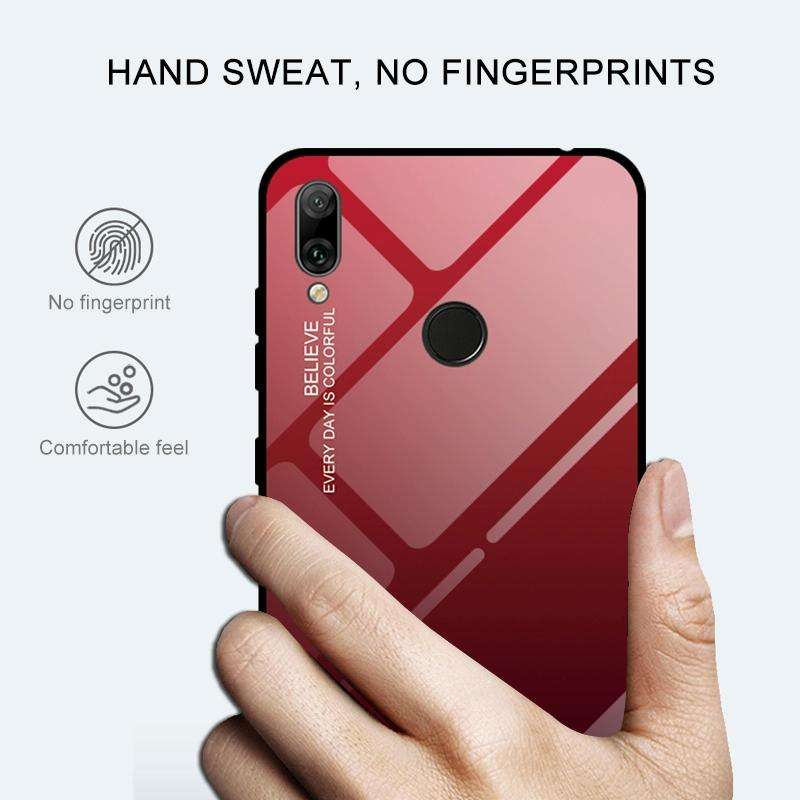 For Huawei Y7 (2019) / / Y7 Prime (2019) Gradient Color Glass Case(Red)