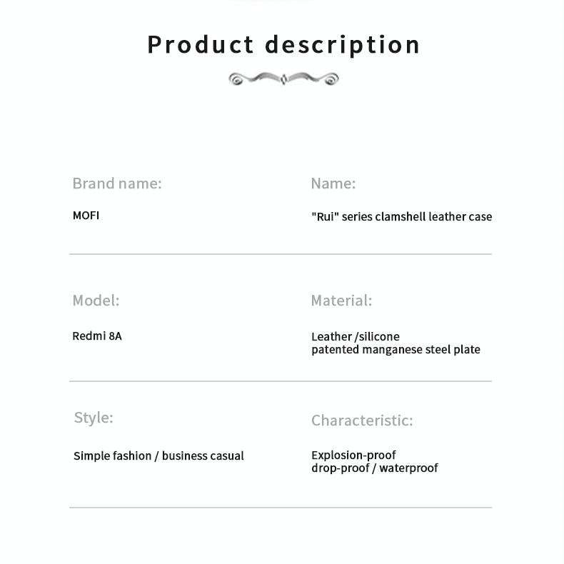 For Xiaomi RedMi 8A MOFI Rui Series Classical Leather Flip Leather Case With Bracket Embedded Ste...