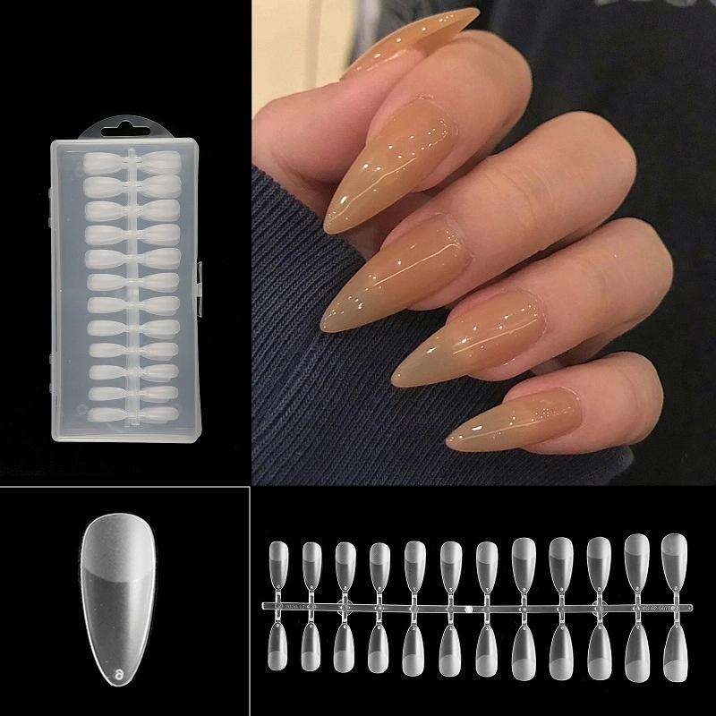 240 PCS Extended Manicure No-Engraving Frosted Thin Nail Piece WH-109 Single Number 5-9