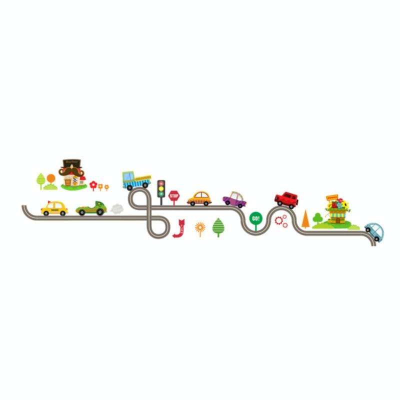 Cartoon Track Car Children Bedroom Wall Stickers Decorative Green Wall Stickers(ZY083)