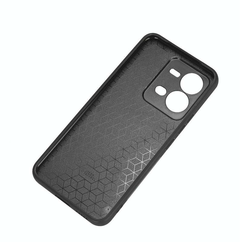 For vivo V25 5G Sewing Cow Pattern Skin PC + PU + TPU Case(Black)