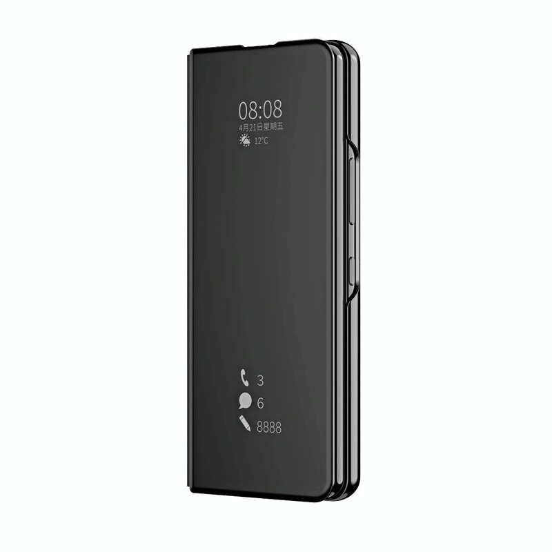 For Samsung Galaxy Z Fold3 Accurate Hole Horizontal Flip Mirror Shockproof Phone Case(Black)