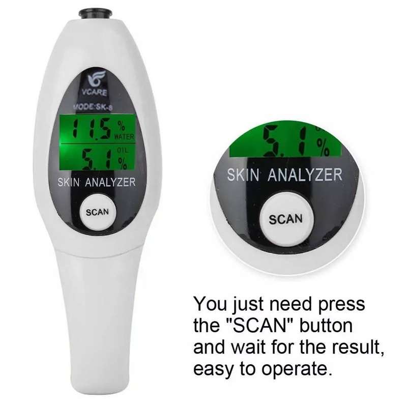 Mini Portable LCD Digital Moisture Skin Care Tester Moisture Oil Content Analyzer(White)