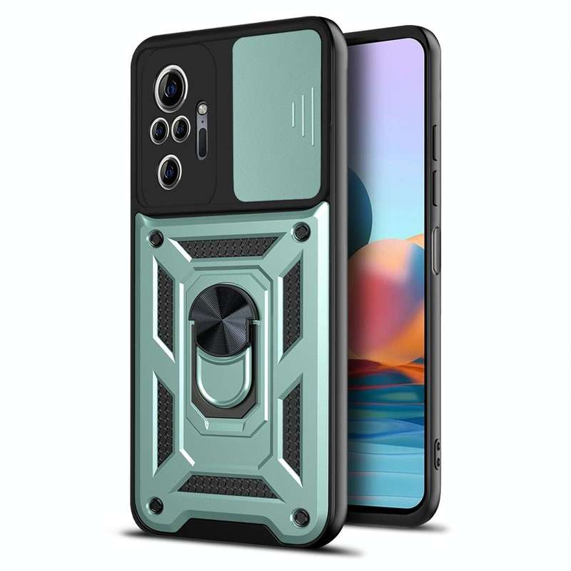 For Xiaomi Redmi Note 10 Pro Sliding Camera Cover Design TPU+PC Protective Case(Dark Green)