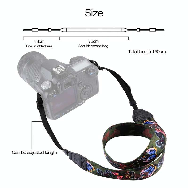 PULUZ Retro Ethnic Style Multi-color Series Butterflies Shoulder Neck Strap Camera Strap for SLR ...