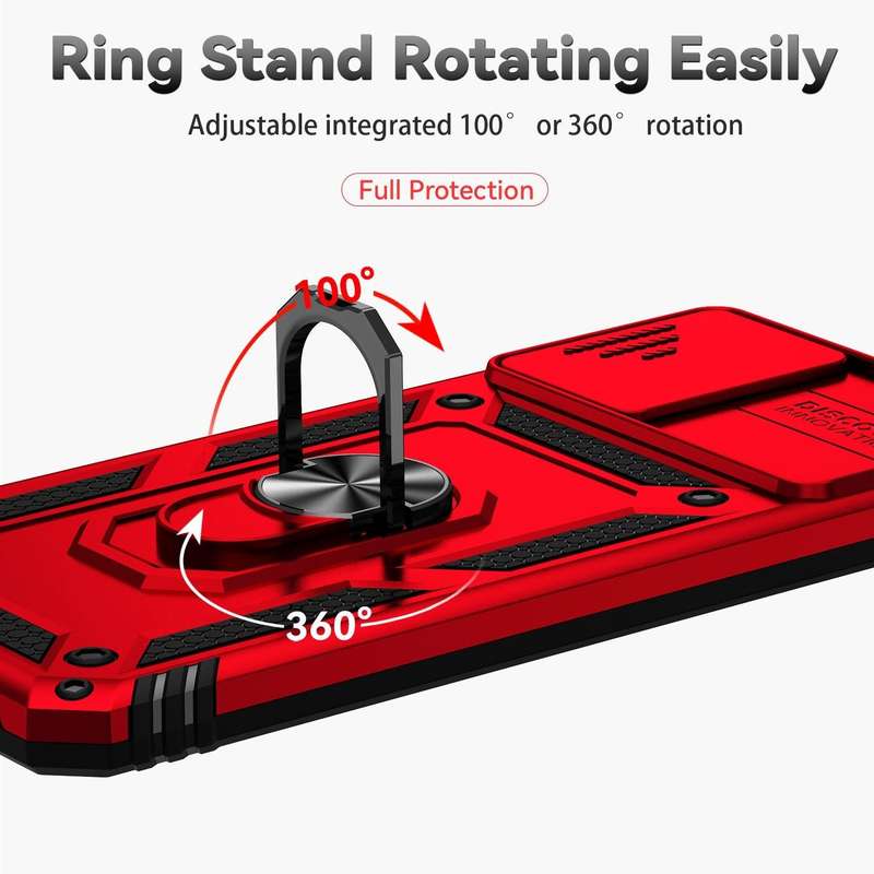 For vivo Y21 Sliding Camshield Holder Phone Case(Red)