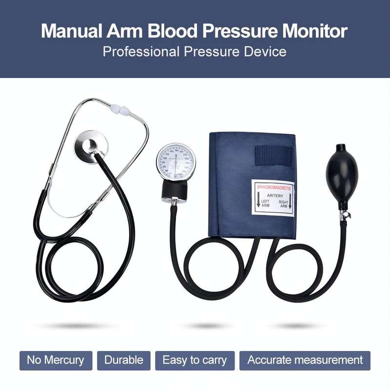 Manual Blood Pressure Watch With Stethoscope Double Tube Double Head Old Sphygmomanometer Arm Typ...