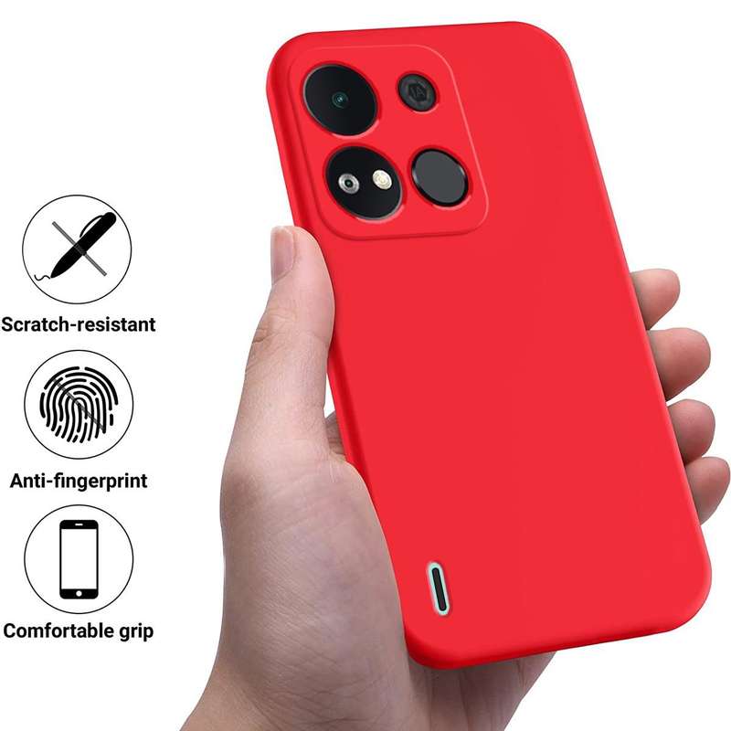 For itel A04 Pure Color Liquid Silicone Shockproof Phone Case(Red)