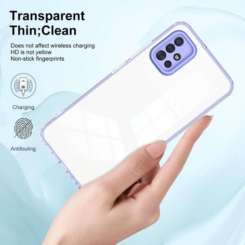 For Samsung Galaxy A51 4G 3 in 1 Clear TPU Color PC Frame Phone Case(Purple)