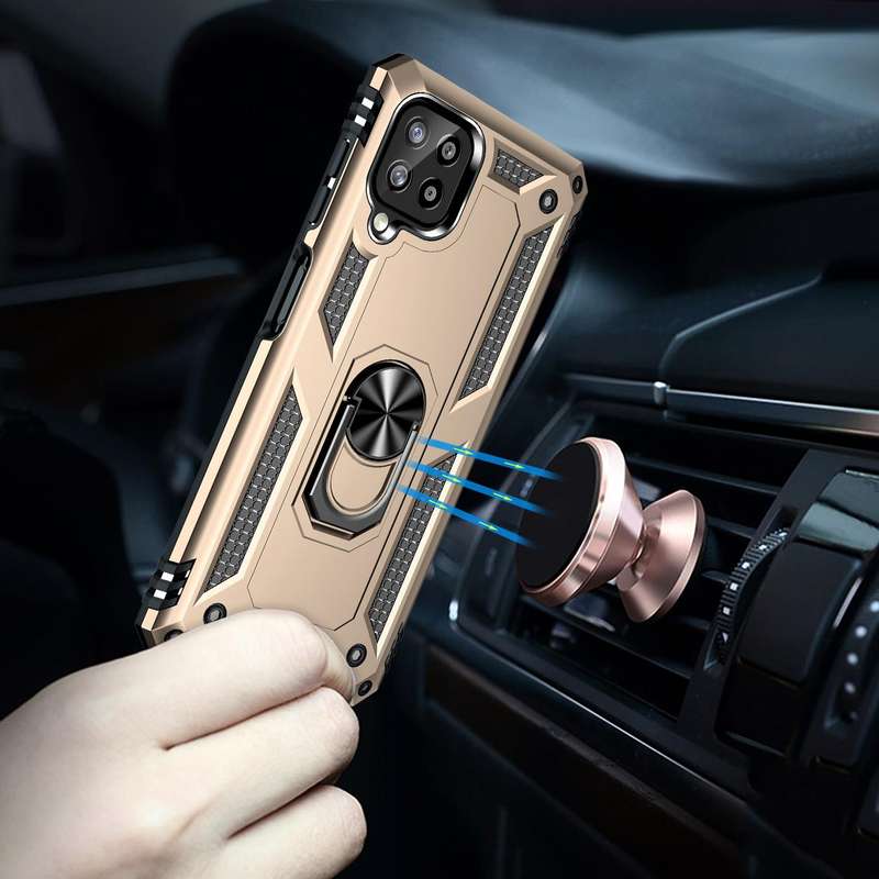 For Samsung Galaxy A22 4G Shockproof TPU + PC Protective Case with 360 Degree Rotating Holder(Gold)