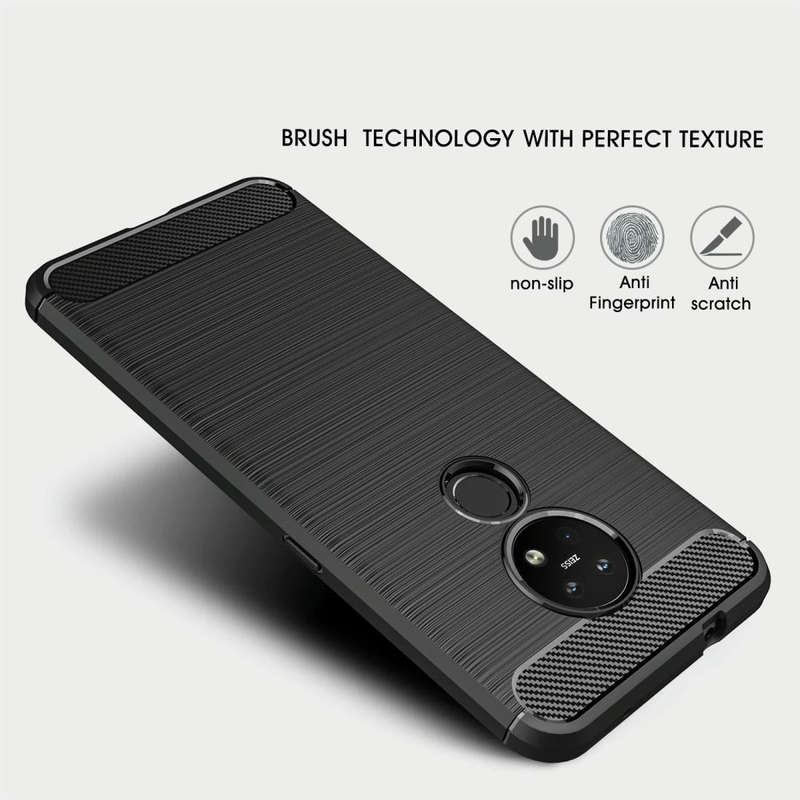 For Nokia 7.2 & 6.2 Brushed Texture Carbon Fiber TPU Protective Case(Black)