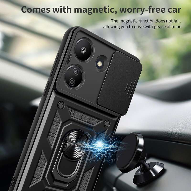 For Xiaomi Redmi 13C 4G Sliding Camera Cover Design TPU Hybrid PC Phone Case(Rose Gold)