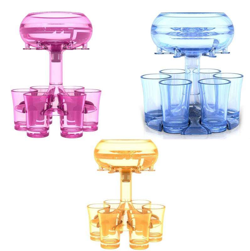 6 Shot Glass Dispenser And Holder Automatic Diversion Pourer(Sky Blue)