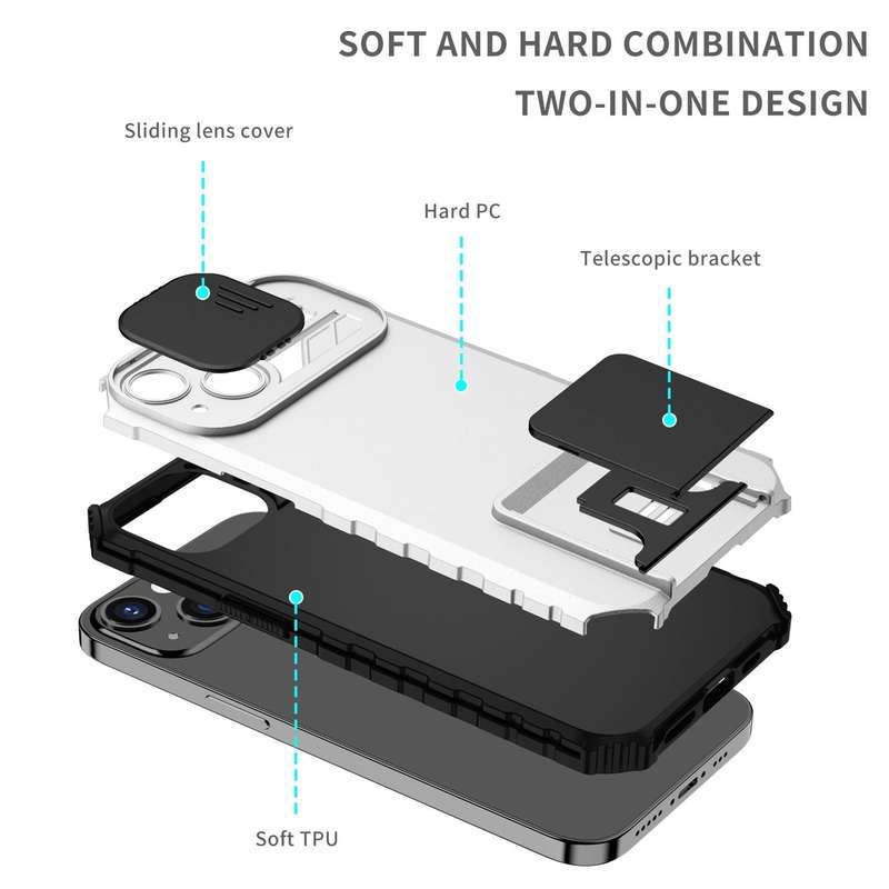 For Xiaomi Redmi Note 10 Pro 4G Stereoscopic Holder Sliding Camshield Phone Case(White)