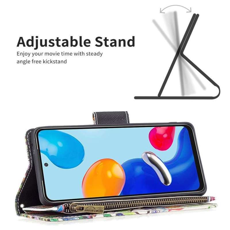 For Xiaomi Redmi Note 11 Colored Drawing Pattern Zipper Leather Phone Case(Big Tree)