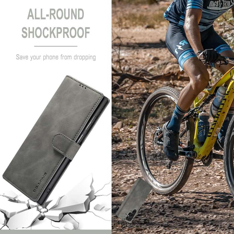 For Samsung Galaxy S22 Ultra DG.MING Retro Oil Side Horizontal Flip Leather Case with Holder & Ca...