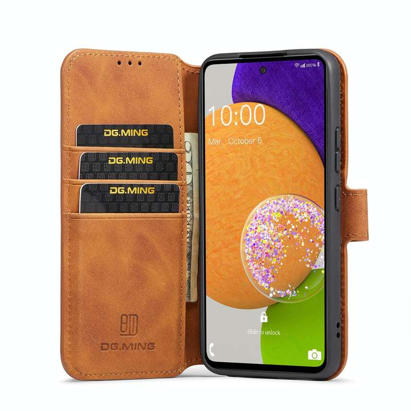 For Samsung Galaxy A53 5G DG.MING Retro Oil Side Horizontal Flip Leather Case with Holder & Card ...