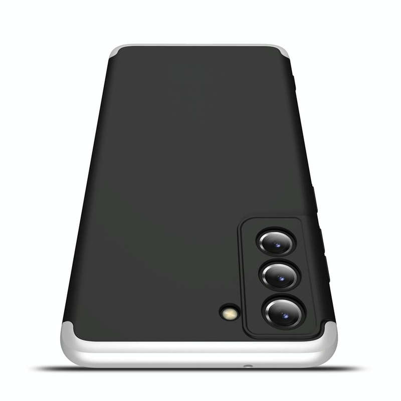 For Samsung Galaxy S21 FE GKK Three Stage Splicing Full Coverage PC Case(Black Silver)
