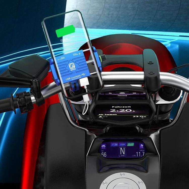Kewig M6 Aluminum Alloy Motorcycle Mobile Phone Bracket Rechargeable With Switch Waterproof Stabl...