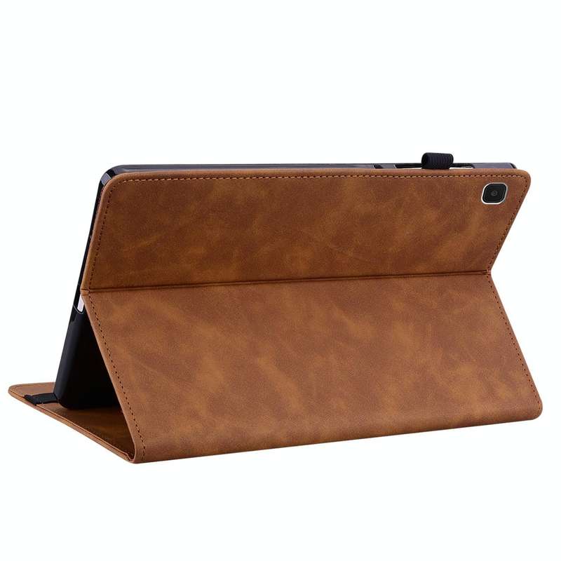 For Samsung Galaxy Tab A7 Lite T220 Skin Feel Solid Color Zipper Leather Tablet Case(Brown)