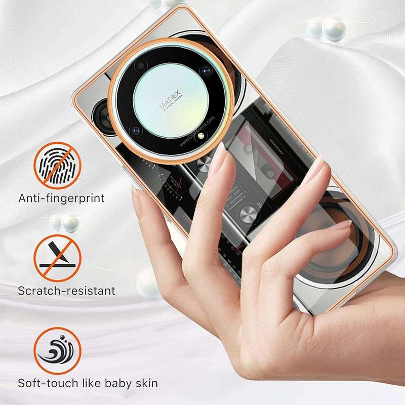 For Honor X9a / Magic5 Lite Electroplating Marble Dual-side IMD Phone Case(Retro Radio)