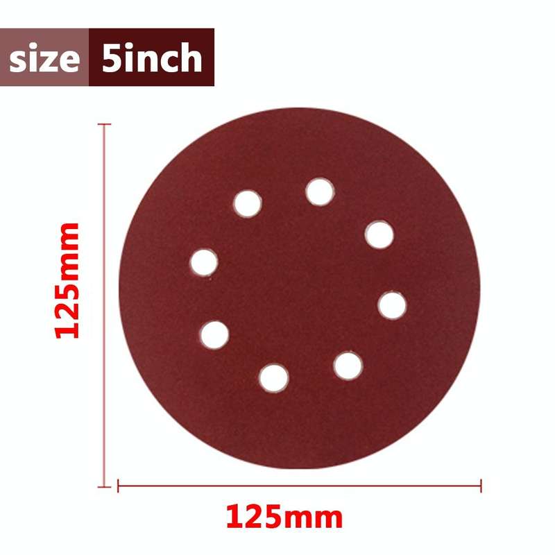 100 PCS 125MM Flocking Sandpaper 5 Inch 8 Hole Disc Sandpaper Self-adhesive Sandpaper, Grit:320 Mesh