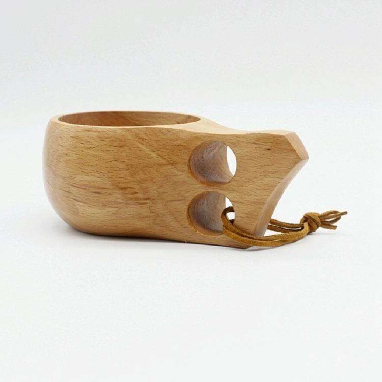 Hand Made Wood Tableware Green Wooden Cup, Capacity:101-200ml(Double Hole)