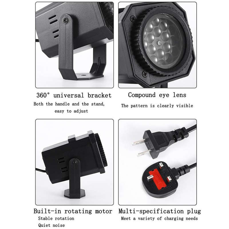 8W Christmas Colorful Rotating Laser Atmosphere Light Random Pattern Delivery AU Plug with 4 Cards