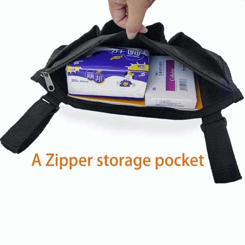 Walking Aid Wheelchair Armrest Side Storage Bag Car Storage Hanging Bag(Red Wine)