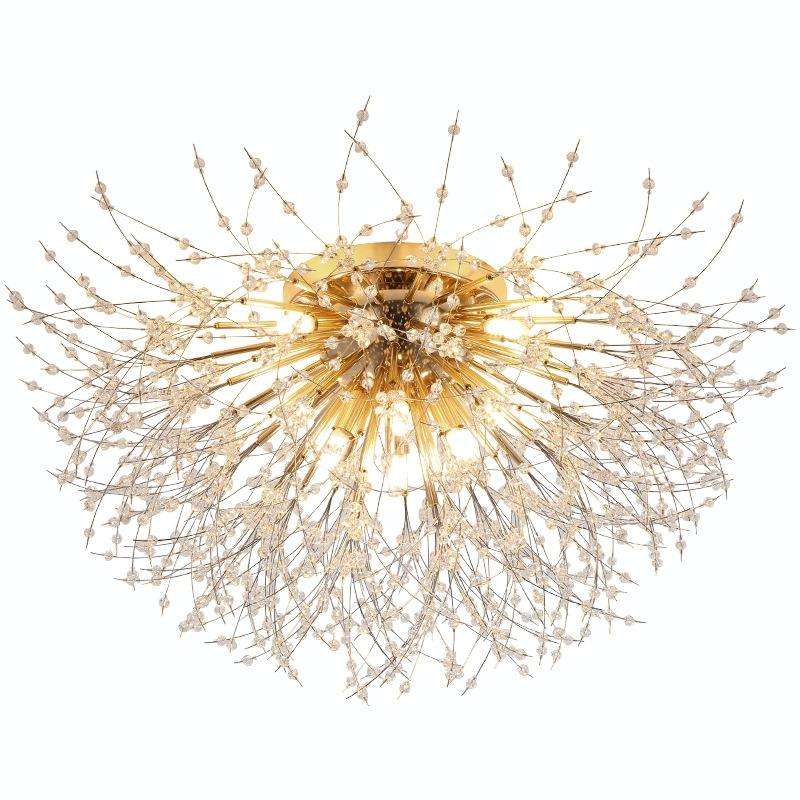 Bedroom Crystal Ceiling Lamp Creative Dandelion Living Room Lamp Dining Room Lamp, Style:Golden (...