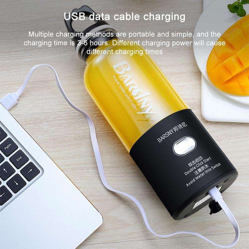Multifunctional Juicer Rotatory Extractor Cup Portable USB Charge Juicer Blender with 6 Blades(Bl...