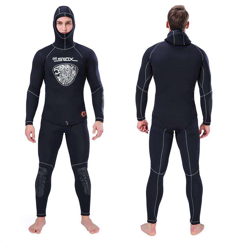 SLINX Thickened Long-sleeved Split Wetsuit With Headgear, Size: XXXL(Jacket)