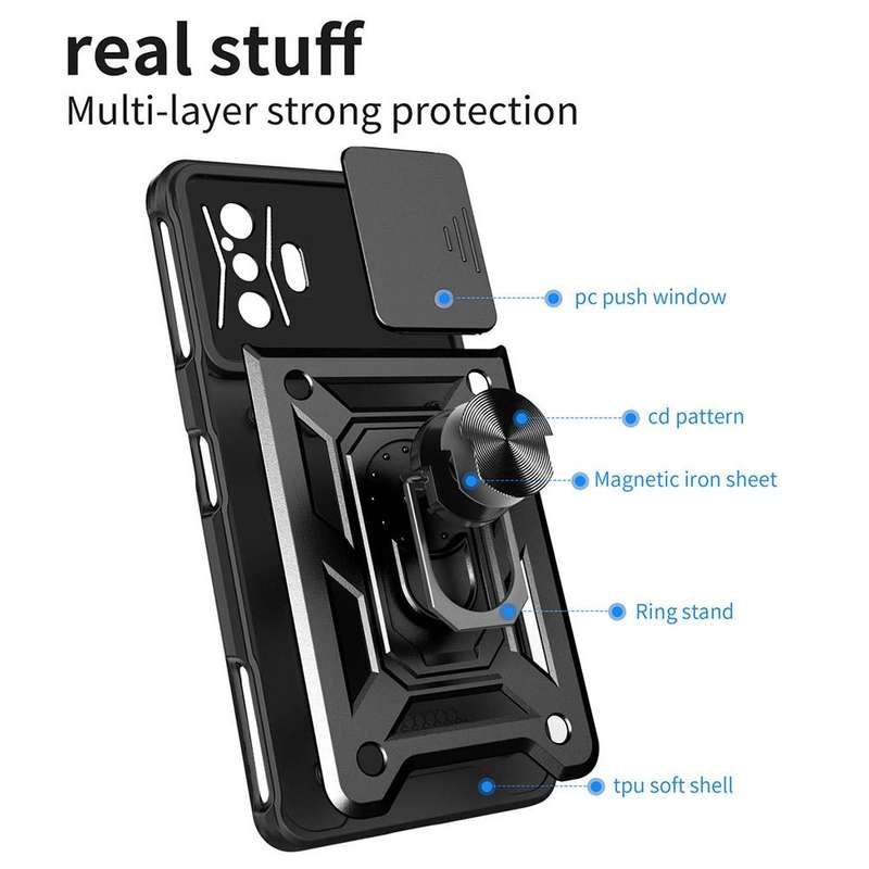 For Xiaomi Poco F4 GT / Redmi K50 Gaming Sliding Camera Cover Design TPU+PC Phone Case(Black)