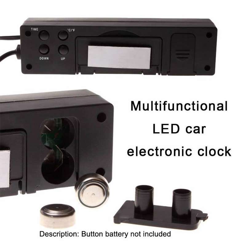 Car Inside And Outside Dual Temperature+Clock+Voltage LED Electronic Display(Orange+Blue)