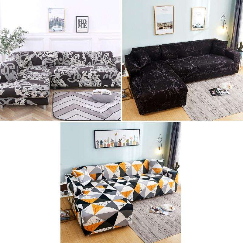 Fabric High Elastic All Inclusive Lazy Sofa Cover, Size: 4 Persons(Blackstone)