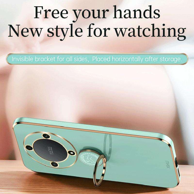 For Honor X9a 5G XINLI Straight Edge 6D Electroplate TPU Phone Case with Ring Holder(Cherry Purple)