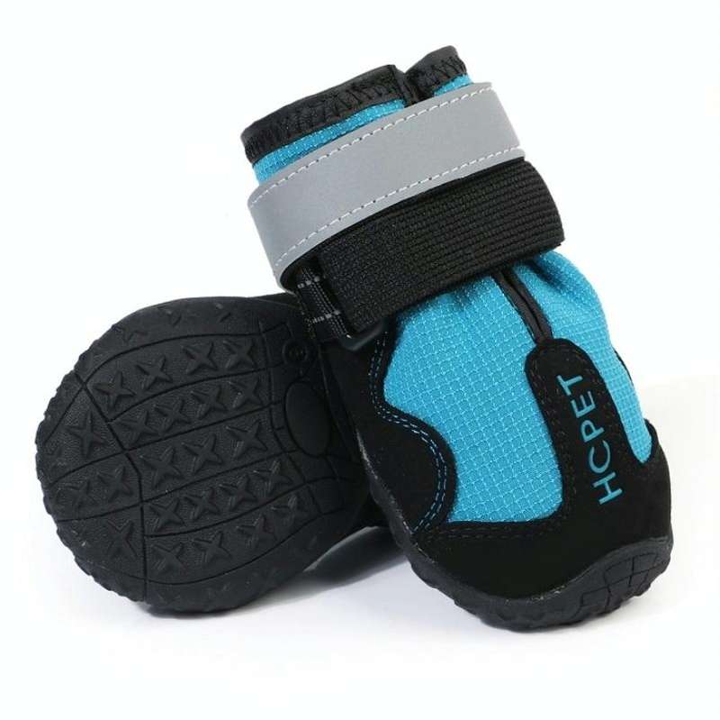 HCPET Dog Non-Slip Wear-Resistant Rain Boots Pet Outdoor Waterproof Shoes, Size: 7(Blue)