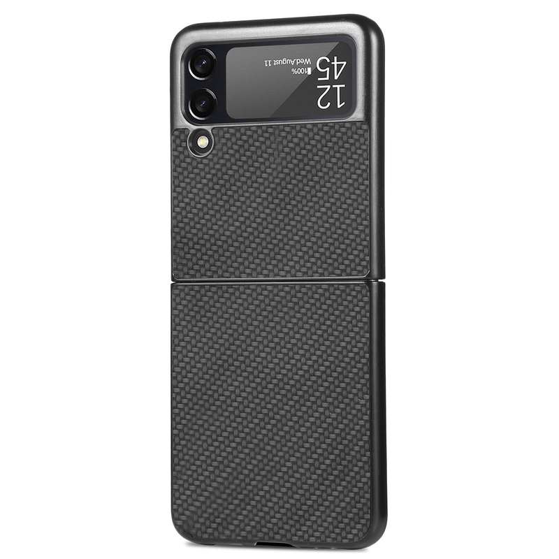 For Samsung Galaxy Z Flip4 Fiber Texture Fold Shockproof Phone Case(Black)