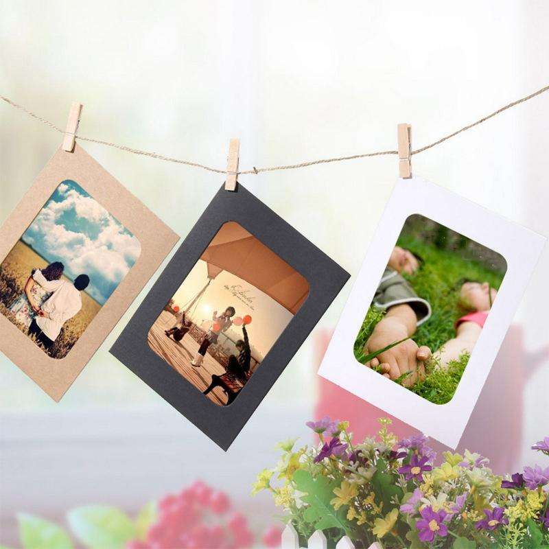 10pcs /Set DIY Photo Gallery Wall Mounted Paper Photo Frame With Twine Clip, Size: 6 inch(White)