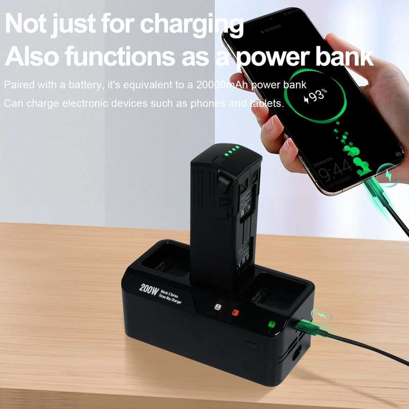 For DJI Mavic 3 Series LKTOP 200W 3-Channel Battery Charger EU Plug