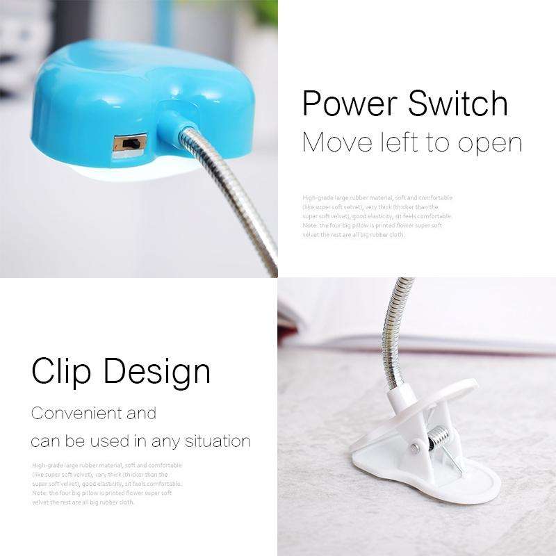 Mini Love Heart Clip LED Book Light Lamps Reading Book Desk Lamp Keyboard Light Eyes-Protect Ener...