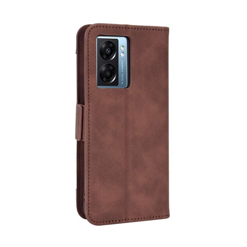 For OPPO A57 5G Skin Feel Calf Texture Card Slots Leather Phone Case(Brown)