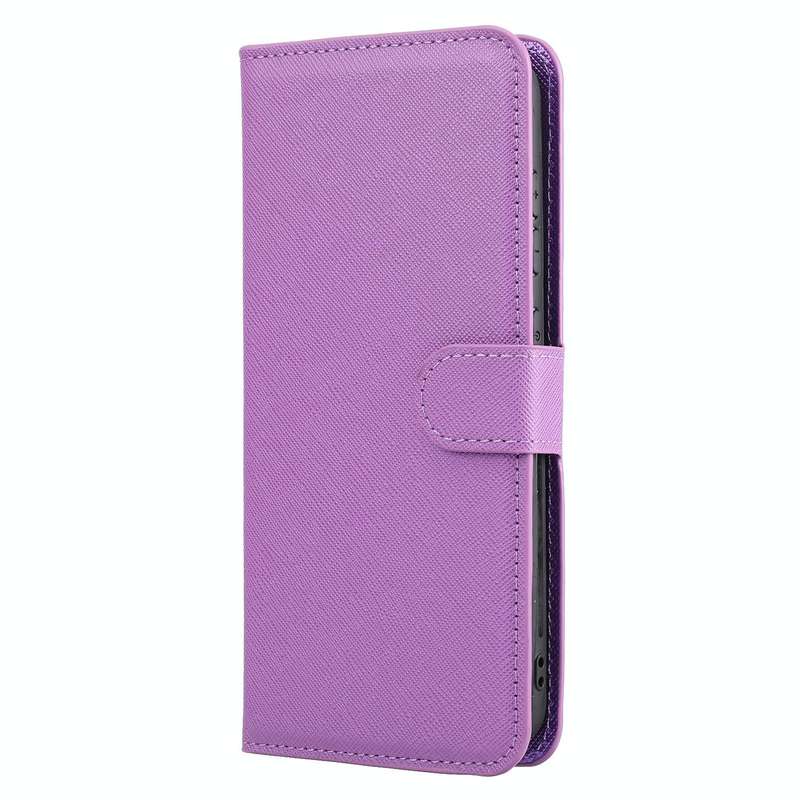 For Samsung Galaxy S21 FE 5G Cross Texture Detachable Leather Phone Case(Purple)