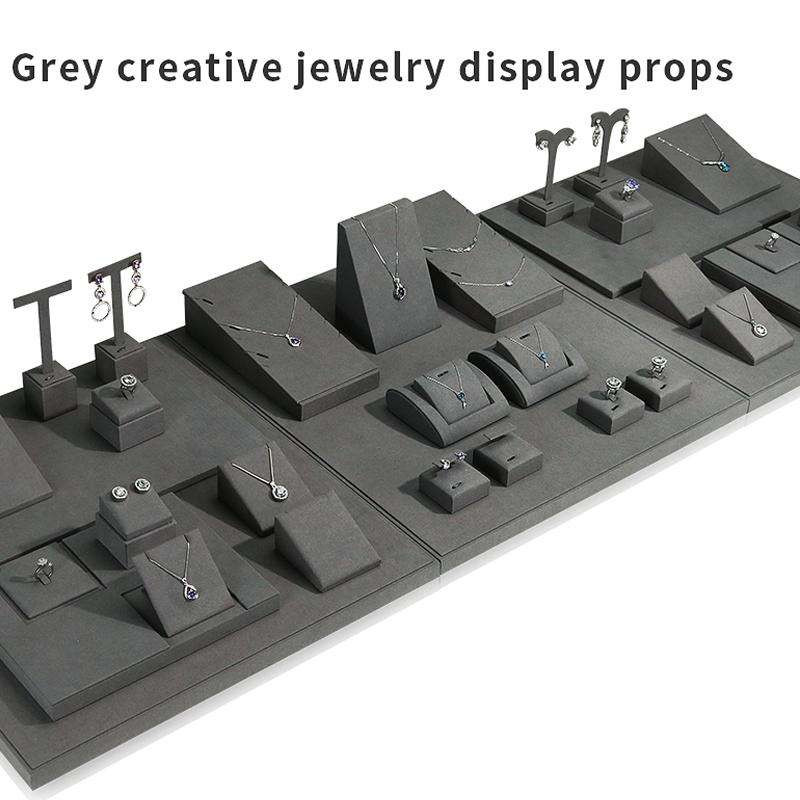 7x8x4cm Necklace Stand Gray Jewelry Display Microfiber Jewelry Props Display Rack