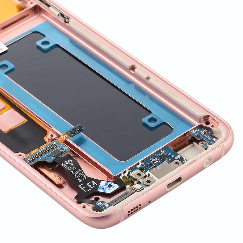 OLED LCD Screen for Samsung Galaxy S7 Edge / SM-G935F Digitizer Full Assembly with Frame (Pink)