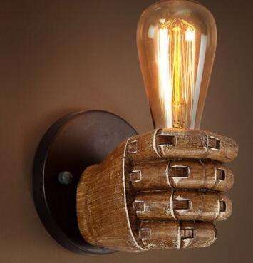 Creative Personality Fist Wall Lamp Bedroom Bedside Restaurant Cafe Resin Decorative Antique Lamp...
